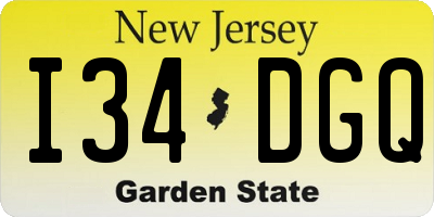 NJ license plate I34DGQ