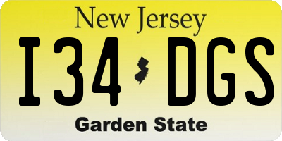 NJ license plate I34DGS