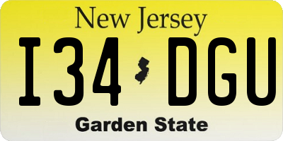 NJ license plate I34DGU