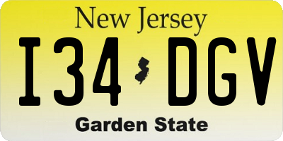 NJ license plate I34DGV