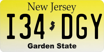 NJ license plate I34DGY