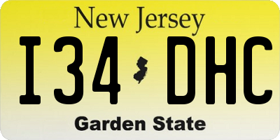 NJ license plate I34DHC