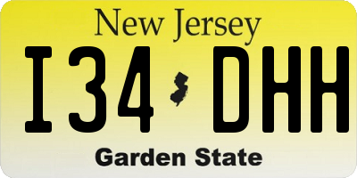 NJ license plate I34DHH