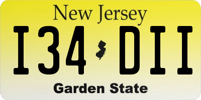 NJ license plate I34DII