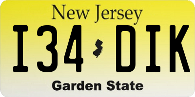 NJ license plate I34DIK