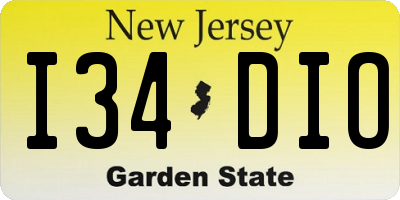 NJ license plate I34DIO
