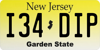 NJ license plate I34DIP