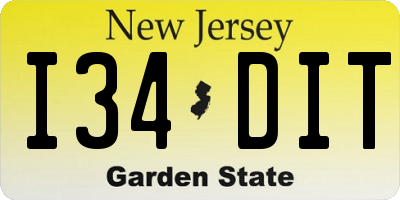 NJ license plate I34DIT