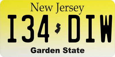 NJ license plate I34DIW