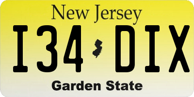 NJ license plate I34DIX