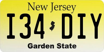 NJ license plate I34DIY