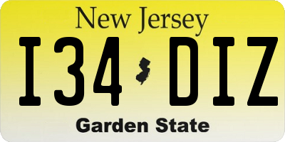 NJ license plate I34DIZ