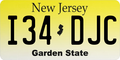 NJ license plate I34DJC