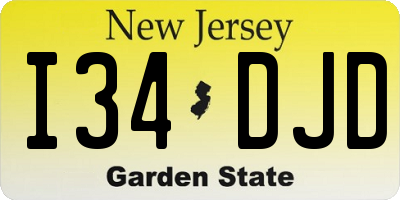 NJ license plate I34DJD
