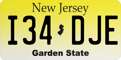 NJ license plate I34DJE