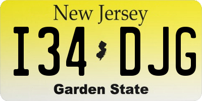 NJ license plate I34DJG