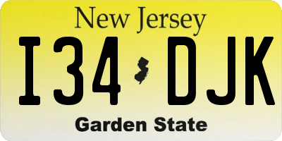NJ license plate I34DJK