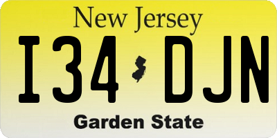 NJ license plate I34DJN