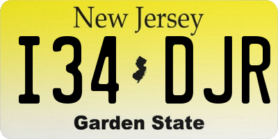 NJ license plate I34DJR