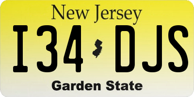 NJ license plate I34DJS