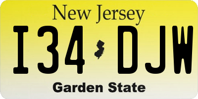 NJ license plate I34DJW