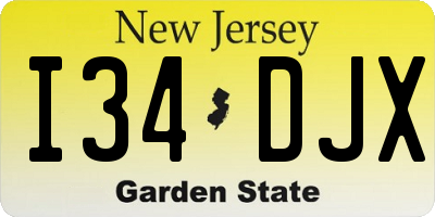 NJ license plate I34DJX