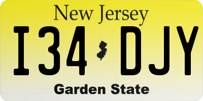 NJ license plate I34DJY