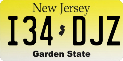 NJ license plate I34DJZ