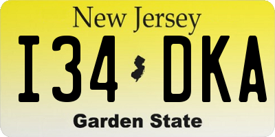 NJ license plate I34DKA