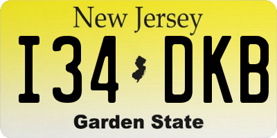 NJ license plate I34DKB