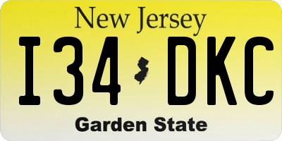 NJ license plate I34DKC