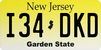 NJ license plate I34DKD