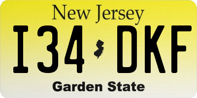 NJ license plate I34DKF