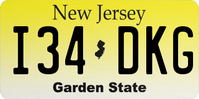 NJ license plate I34DKG