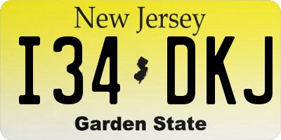 NJ license plate I34DKJ