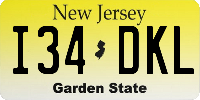 NJ license plate I34DKL