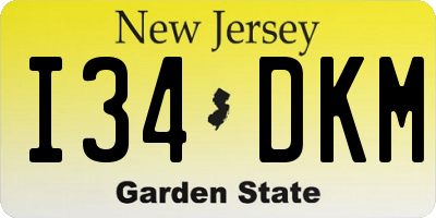 NJ license plate I34DKM