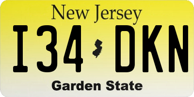NJ license plate I34DKN