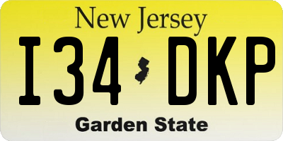 NJ license plate I34DKP