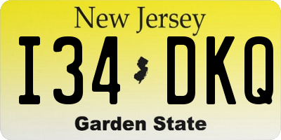NJ license plate I34DKQ
