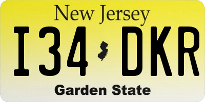 NJ license plate I34DKR