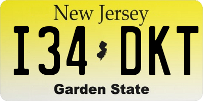 NJ license plate I34DKT