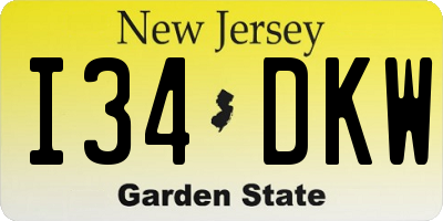 NJ license plate I34DKW