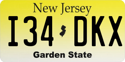 NJ license plate I34DKX
