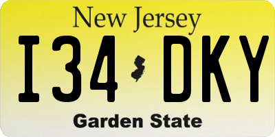 NJ license plate I34DKY