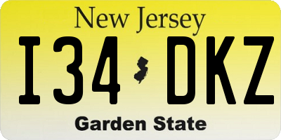 NJ license plate I34DKZ