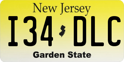 NJ license plate I34DLC