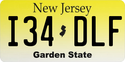 NJ license plate I34DLF