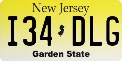 NJ license plate I34DLG