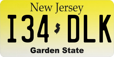 NJ license plate I34DLK